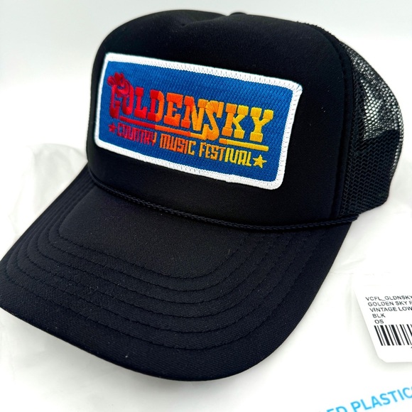 Aviator Nation Accessories - NWT Aviator Nation Golden Sky 2014 Festival Trucker Hat Cap Black Country Music